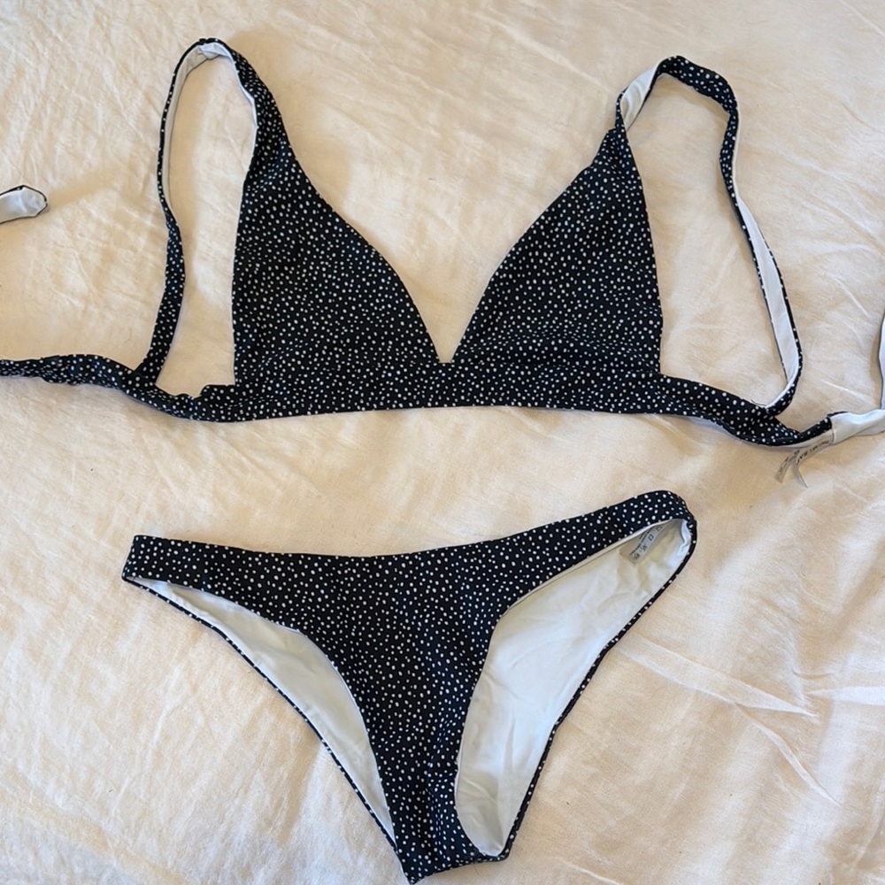 Black and White Polka Dot Bikini Set